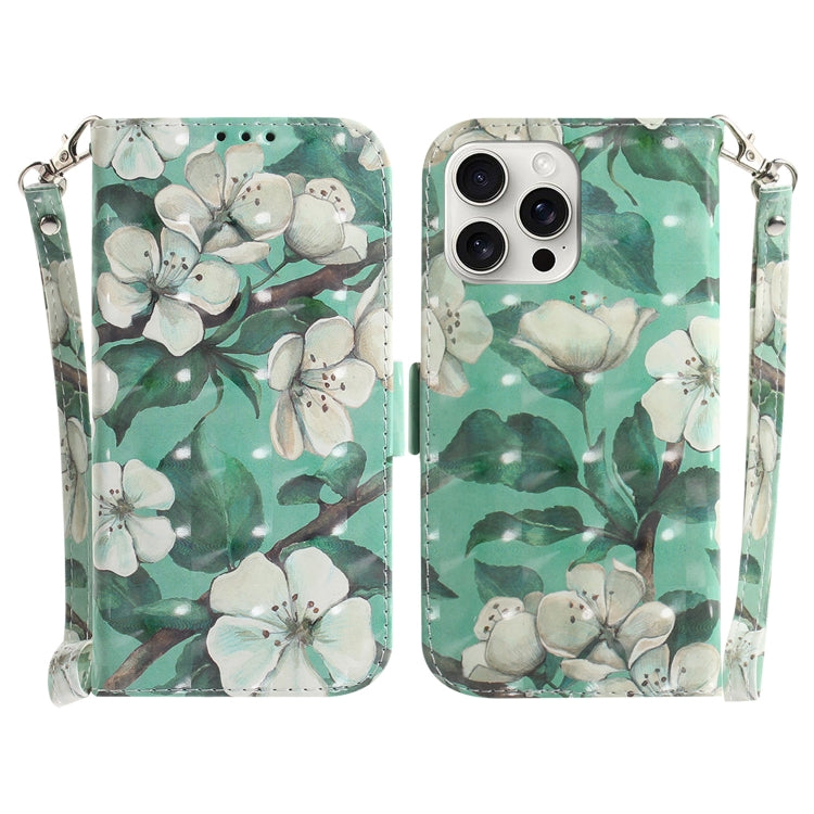 For iPhone 16 Pro Max 3D Colored Horizontal Flip Leather Phone Case(Watercolor Flower) - iPhone 16 Pro Max Cases by buy2fix | Online Shopping UK | buy2fix