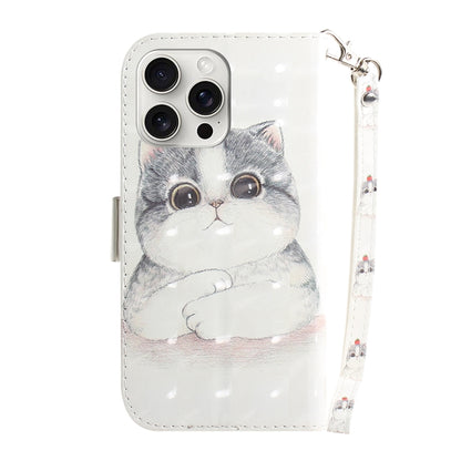 For iPhone 16 Pro 3D Colored Horizontal Flip Leather Phone Case(Cute Cat) - iPhone 16 Pro Cases by buy2fix | Online Shopping UK | buy2fix