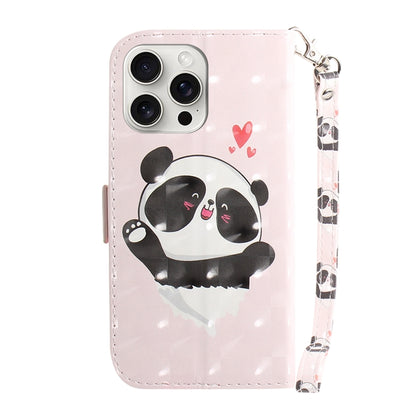 For iPhone 16 Pro 3D Colored Horizontal Flip Leather Phone Case(Heart Panda) - iPhone 16 Pro Cases by buy2fix | Online Shopping UK | buy2fix