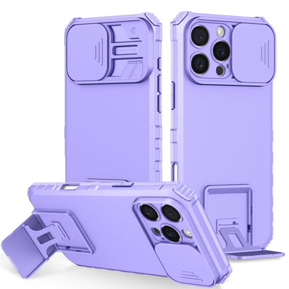 For iPhone 16 Pro Stereoscopic Holder Sliding Camshield Phone Case(Purple) - iPhone 16 Pro Cases by buy2fix | Online Shopping UK | buy2fix