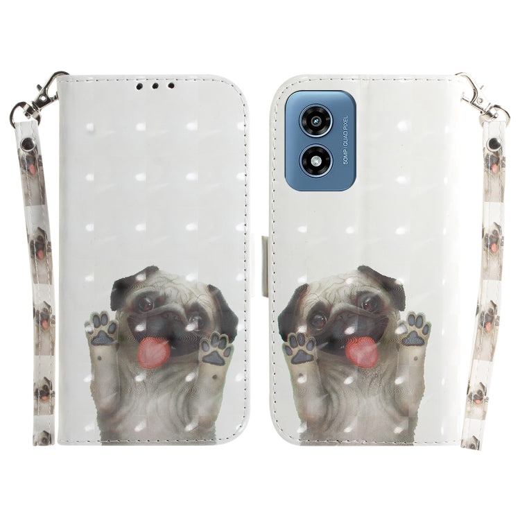 For Motorola Moto G Play 4G 2024 3D Colored Horizontal Flip Leather Phone Case(Pug) - Motorola Cases by buy2fix | Online Shopping UK | buy2fix