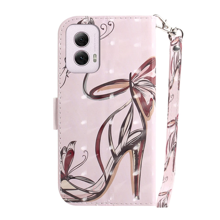 For Motorola Moto G Power 5G 2024 3D Colored Horizontal Flip Leather Phone Case(Butterfly High-heeled) - Motorola Cases by buy2fix | Online Shopping UK | buy2fix