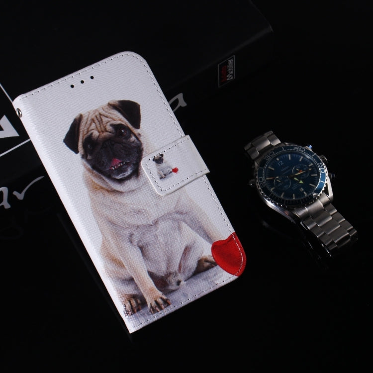 For iPhone 16 Plus Coloured Drawing Flip Leather Phone Case(Pug) - iPhone 16 Plus Cases by buy2fix | Online Shopping UK | buy2fix