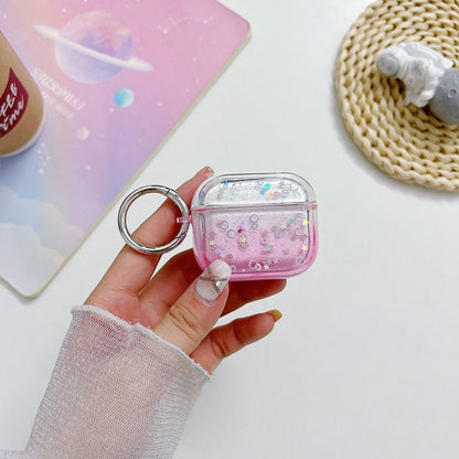 For AirPods 3 Transparent Glitter Bluetooth Earphone Protective Case(Pink) - For AirPods 3 by buy2fix | Online Shopping UK | buy2fix