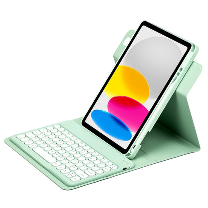 For iPad 10th Gen 10.9 2022 Round Button 360 Degree Rotatable Bluetooth Keyboard Leather Case(Mint Green) - Universal by buy2fix | Online Shopping UK | buy2fix