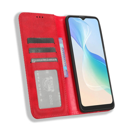 For Blackview Oscal C30 / C30 Pro Magnetic Buckle Retro Texture Leather Phone Case(Red) - More Brand by buy2fix | Online Shopping UK | buy2fix