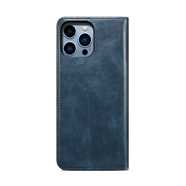 For iPhone 16 Pro Oil Wax Crazy Horse Texture Leather Phone Case(Blue) - iPhone 16 Pro Cases by buy2fix | Online Shopping UK | buy2fix