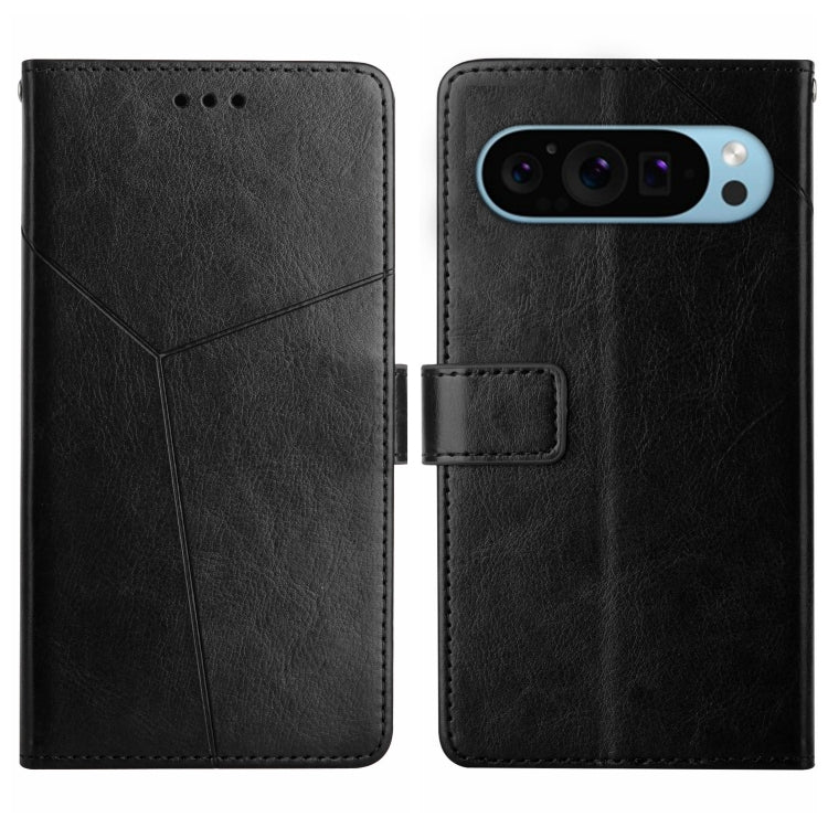 For Google Pixel 9 Pro XL Y-shaped Pattern Flip Leather Phone Case(Black) - Google Cases by buy2fix | Online Shopping UK | buy2fix