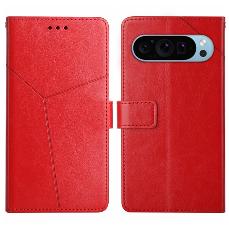 For Google Pixel 9 Pro XL Y-shaped Pattern Flip Leather Phone Case(Red) - Google Cases by buy2fix | Online Shopping UK | buy2fix