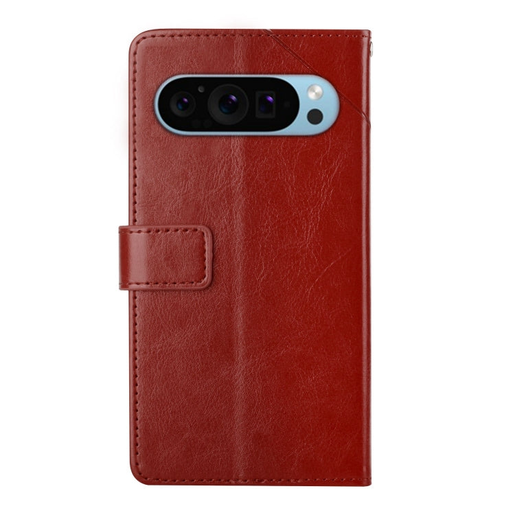 For Google Pixel 9 Pro XL Y-shaped Pattern Flip Leather Phone Case(Brown) - Google Cases by buy2fix | Online Shopping UK | buy2fix