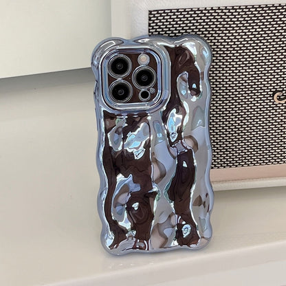 For iPhone 16 Pro Wave Bubbles TPU Phone Case(Painted Blue) - iPhone 16 Pro Cases by buy2fix | Online Shopping UK | buy2fix