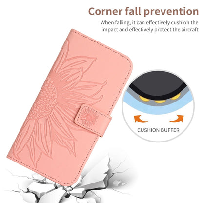 For Google Pixel 9 Pro Skin Feel Sun Flower Embossed Flip Leather Phone Case with Lanyard(Pink) - Google Cases by buy2fix | Online Shopping UK | buy2fix