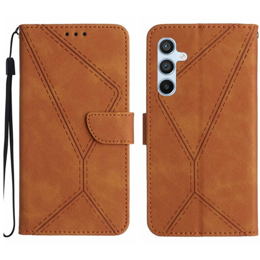 For Samsung Galaxy S23 FE 5G Stitching Embossed Leather Phone Case(Brown) - Galaxy S23 FE 5G Cases by buy2fix | Online Shopping UK | buy2fix