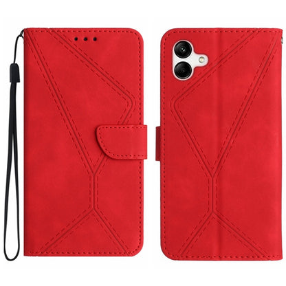 For Samsung Galaxy A05 Stitching Embossed Leather Phone Case(Red) - Galaxy Phone Cases by buy2fix | Online Shopping UK | buy2fix