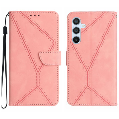 For Samsung Galaxy S24 5G Stitching Embossed Leather Phone Case(Pink) - Galaxy S24 5G Cases by buy2fix | Online Shopping UK | buy2fix