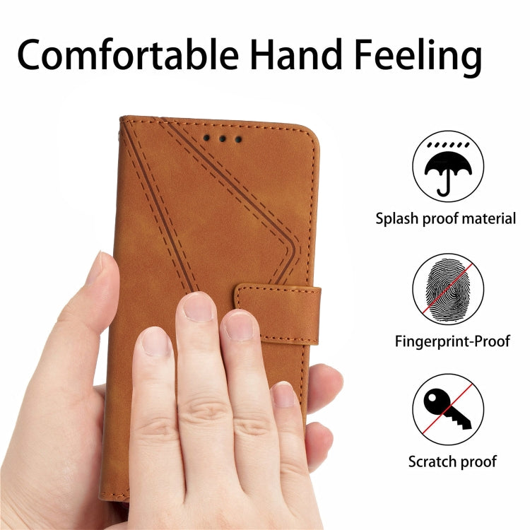 For Samsung Galaxy M55 Stitching Embossed Leather Phone Case(Brown) - Galaxy Phone Cases by buy2fix | Online Shopping UK | buy2fix