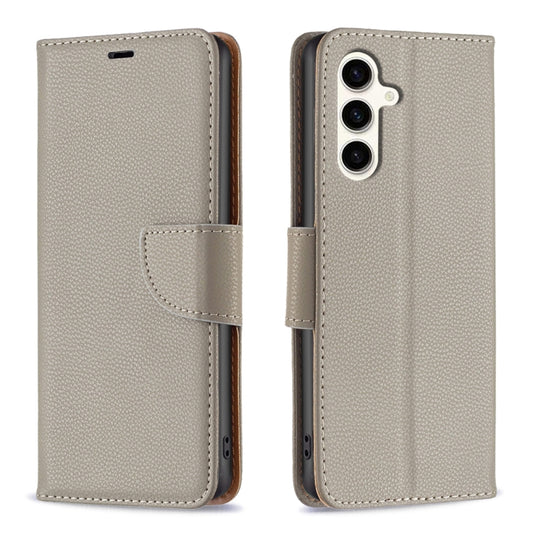 For Samsung Galaxy S23 FE 5G Litchi Texture Pure Color Flip Leather Phone Case(Grey) - Galaxy S23 FE 5G Cases by buy2fix | Online Shopping UK | buy2fix