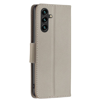 For Samsung Galaxy A15 Litchi Texture Pure Color Flip Leather Phone Case(Grey) - Galaxy Phone Cases by buy2fix | Online Shopping UK | buy2fix