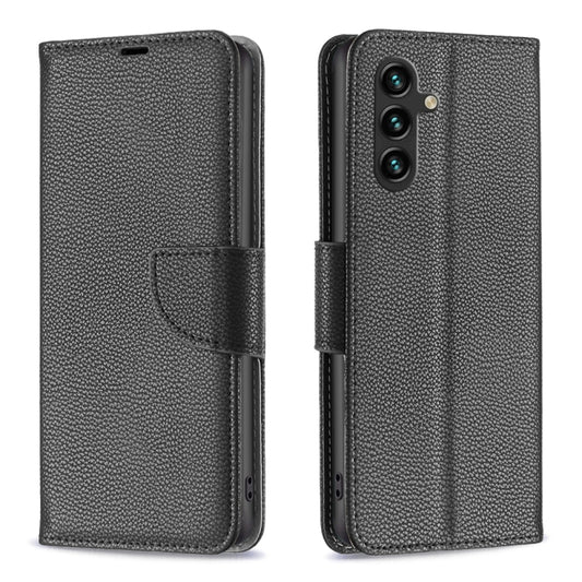 For Samsung Galaxy A35 Litchi Texture Pure Color Flip Leather Phone Case(Black) - Galaxy Phone Cases by buy2fix | Online Shopping UK | buy2fix