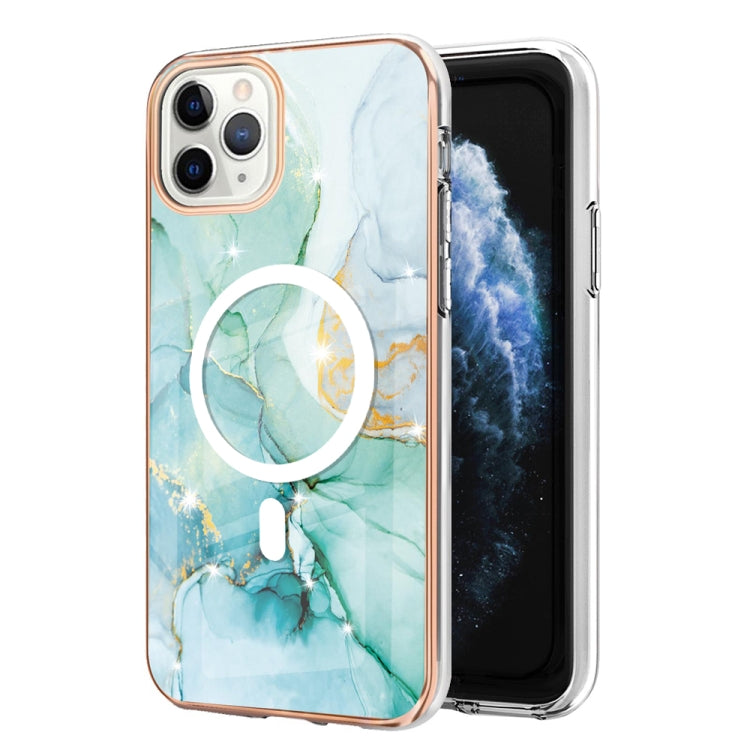 For iPhone 11 Pro Marble Pattern Dual-side IMD Magsafe TPU Phone Case(Green 003) - iPhone 11 Pro Cases by buy2fix | Online Shopping UK | buy2fix