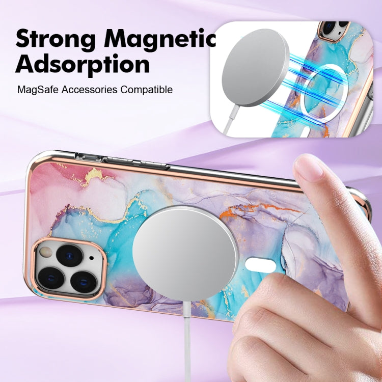 For iPhone 11 Pro Max Marble Pattern Dual-side IMD Magsafe TPU Phone Case(Blue Marble) - iPhone 11 Pro Max Cases by buy2fix | Online Shopping UK | buy2fix