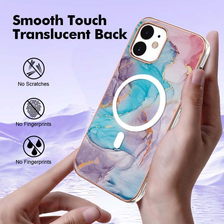 For iPhone 12 / 12 Pro Marble Pattern Dual-side IMD Magsafe TPU Phone Case(Blue Marble) - iPhone 12 / 12 Pro Cases by buy2fix | Online Shopping UK | buy2fix