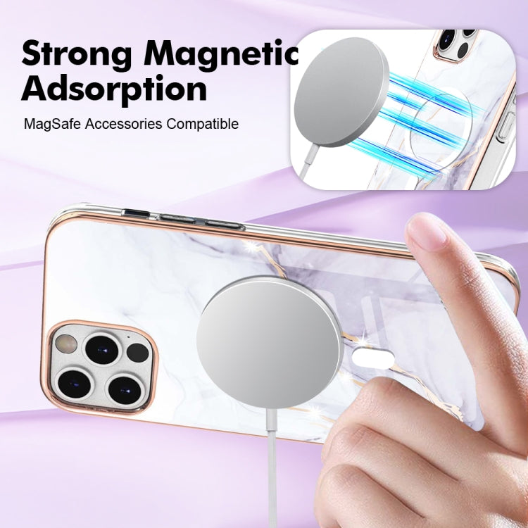 For iPhone 12 Pro Max Marble Pattern Dual-side IMD Magsafe TPU Phone Case(White 006) - iPhone 12 Pro Max Cases by buy2fix | Online Shopping UK | buy2fix