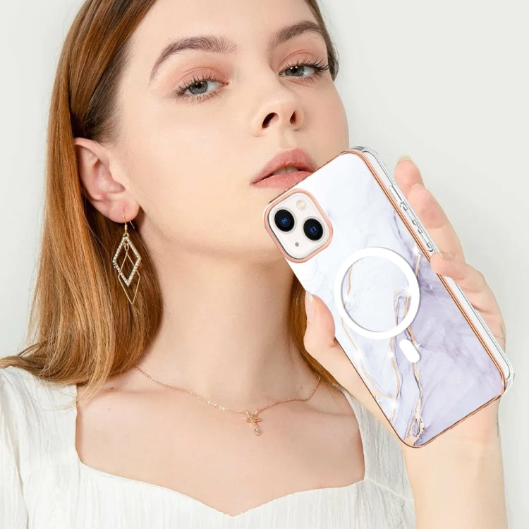 For iPhone 13 Marble Pattern Dual-side IMD Magsafe TPU Phone Case(White 006) - iPhone 13 Cases by buy2fix | Online Shopping UK | buy2fix