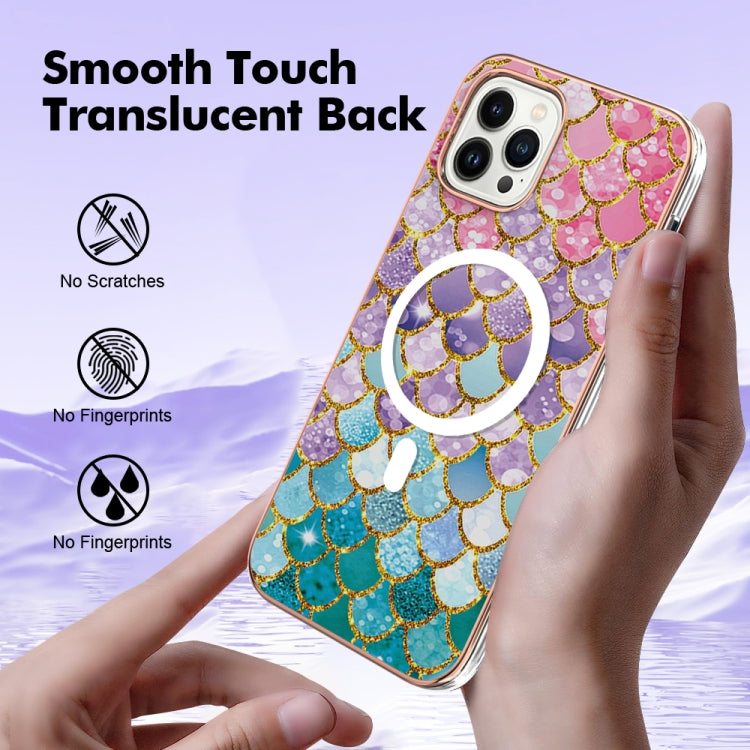 For iPhone 15 Pro Max Marble Pattern Dual-side IMD Magsafe TPU Phone Case(Colorful Scales) - iPhone 15 Pro Max Cases by buy2fix | Online Shopping UK | buy2fix