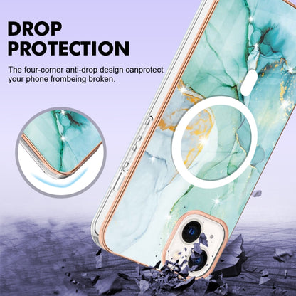 For iPhone 15 Plus Marble Pattern Dual-side IMD Magsafe TPU Phone Case(Green 003) - iPhone 15 Plus Cases by buy2fix | Online Shopping UK | buy2fix