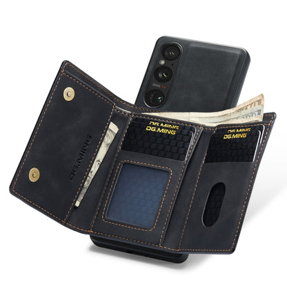 For Sony Xperia 1 VI DG.MING M1 Series 3-Fold Multi Card Wallet + Magnetic Phone Case(Black) - Sony Cases by DG.MING | Online Shopping UK | buy2fix