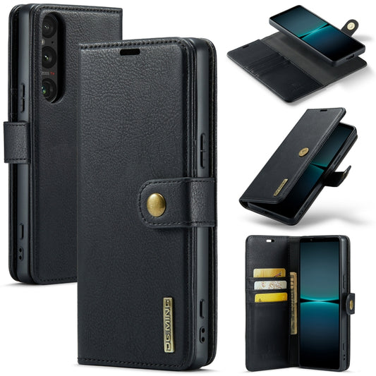 For Sony Xperia 1 V DG.MING Crazy Horse Texture Detachable Magnetic Leather Phone Case(Black) - Sony Cases by DG.MING | Online Shopping UK | buy2fix