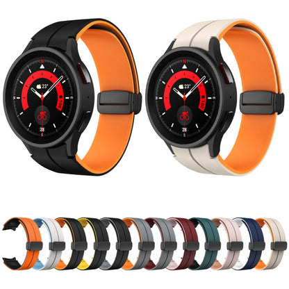 For Samsung Galaxy Watch 6 / 6 Classic Dual Color Magnetic Folding Buckle Silicone Watch Band(Starlight+Orange) - Watch Bands by buy2fix | Online Shopping UK | buy2fix