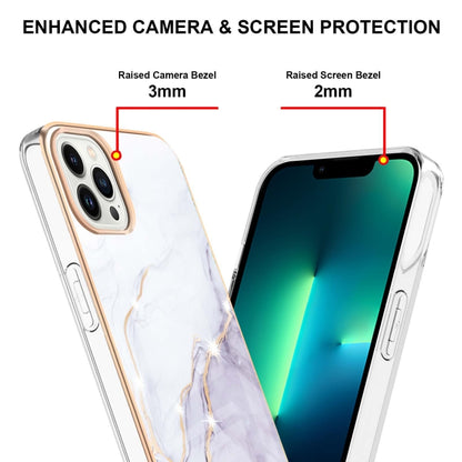 Electroplating Marble Pattern Dual-side IMD TPU Shockproof Phone Case For iPhone 16 Pro(White 006) - iPhone 16 Pro Cases by buy2fix | Online Shopping UK | buy2fix