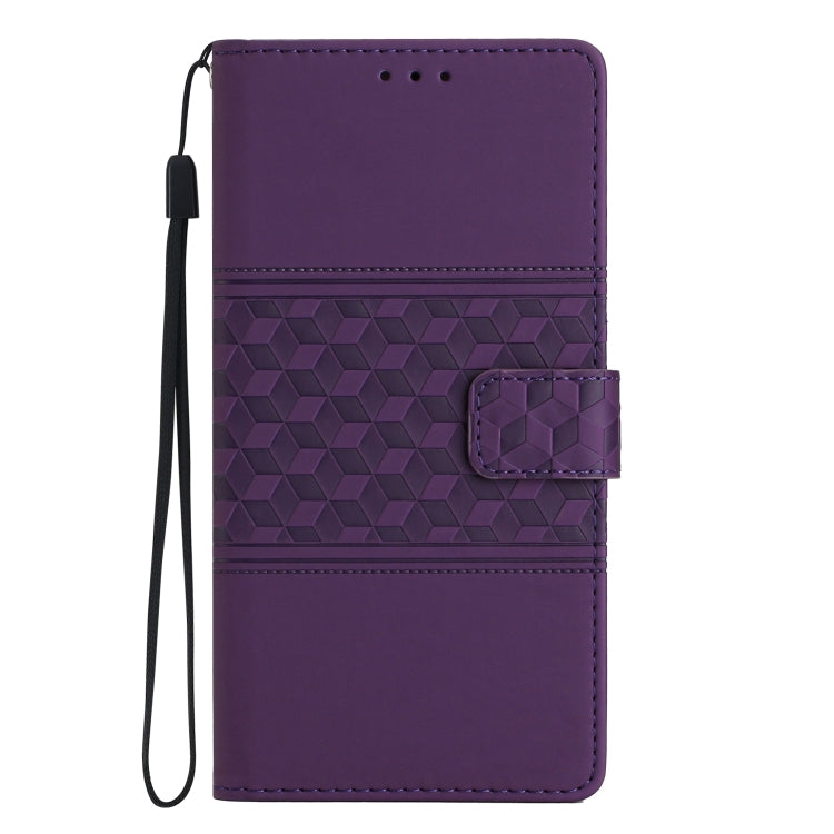 For iPhone 16 Pro Diamond Embossed Skin Feel Leather Phone Case(Purple) - iPhone 16 Pro Cases by buy2fix | Online Shopping UK | buy2fix