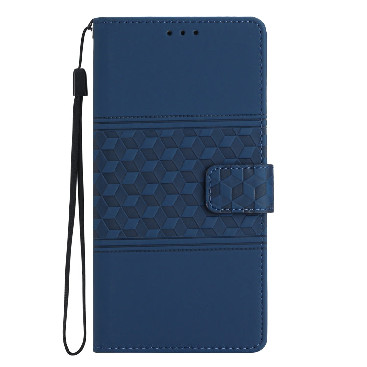 For iPhone 16 Pro Diamond Embossed Skin Feel Leather Phone Case(Dark Blue) - iPhone 16 Pro Cases by buy2fix | Online Shopping UK | buy2fix