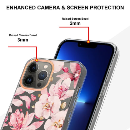 For iPhone 16 Pro Flowers and Plants Series IMD TPU Phone Case(Pink Gardenia) - iPhone 16 Pro Cases by buy2fix | Online Shopping UK | buy2fix