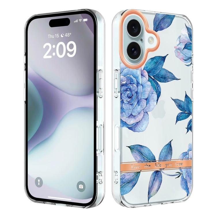 For iPhone 16 Flowers and Plants Series IMD TPU Phone Case(Orchid Peony) - iPhone 16 Cases by buy2fix | Online Shopping UK | buy2fix