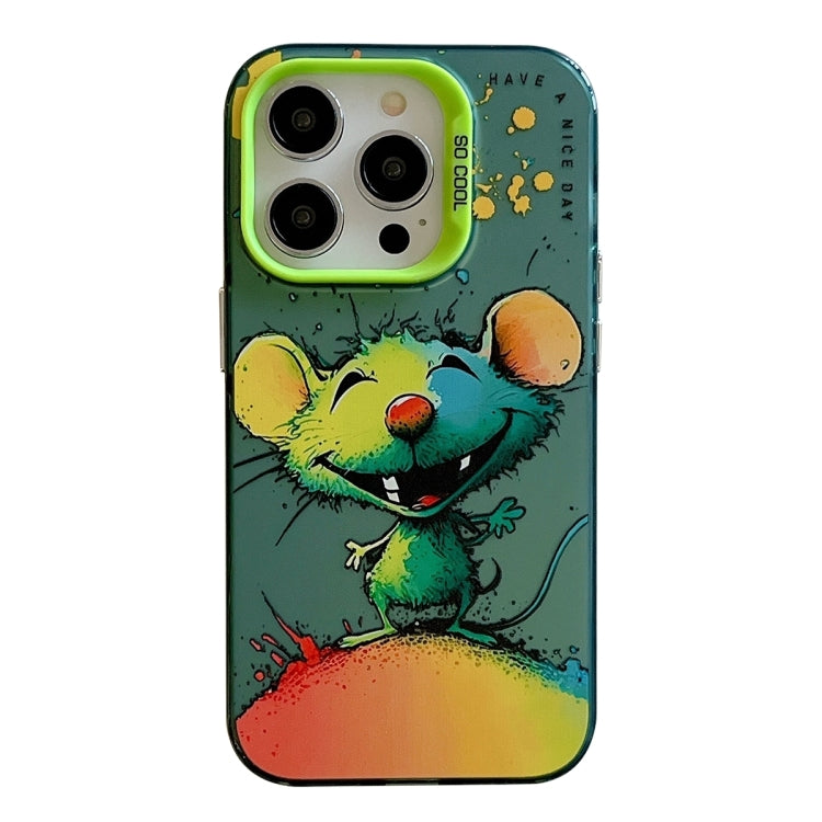 For iPhone 16 Pro Animal Pattern Oil Painting Series PC + TPU Phone Case(Happy Mouse) - iPhone 16 Pro Cases by buy2fix | Online Shopping UK | buy2fix