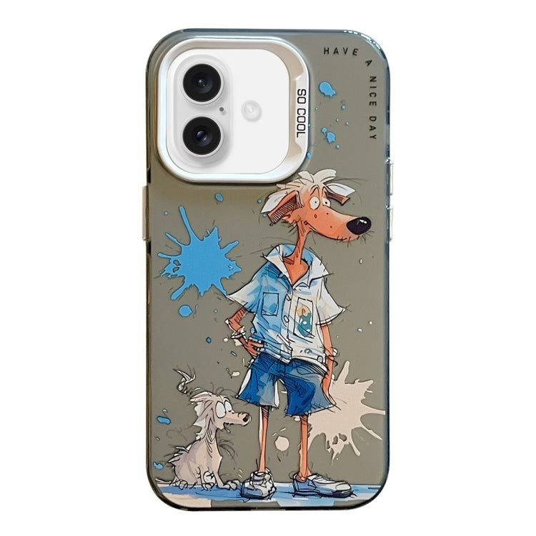 For iPhone 16 Animal Pattern Oil Painting Series PC + TPU Phone Case(Wolf) - iPhone 16 Cases by buy2fix | Online Shopping UK | buy2fix