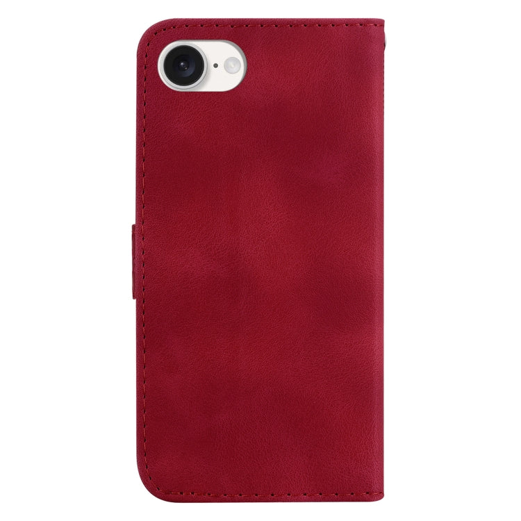 For iPhone SE 2024 Seven-shaped Embossed Leather Phone Case(Red) - More iPhone Cases by buy2fix | Online Shopping UK | buy2fix