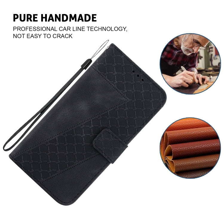 For iPhone 16 Pro Seven-shaped Embossed Leather Phone Case(Black) - iPhone 16 Pro Cases by buy2fix | Online Shopping UK | buy2fix