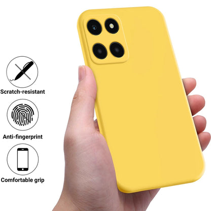 For Honor X6a Pure Color Liquid Silicone Shockproof Phone Case(Yellow) - Honor Cases by buy2fix | Online Shopping UK | buy2fix