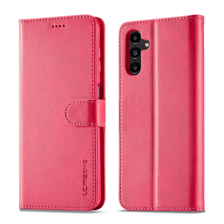 For Samsung Galaxy A15 5G LC.IMEEKE Calf Texture Leather Phone Case(Red) - Galaxy Phone Cases by LC.IMEEKE | Online Shopping UK | buy2fix