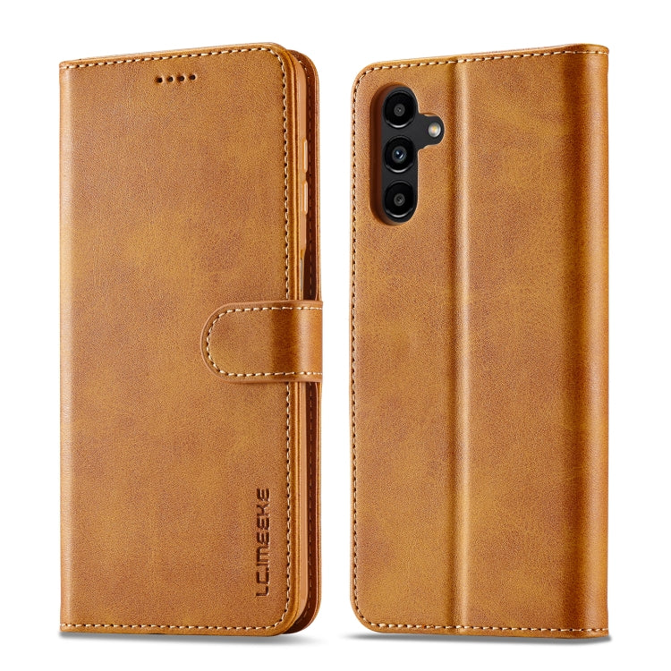 For Samsung Galaxy A55 5G LC.IMEEKE Calf Texture Leather Phone Case(Brown) - Galaxy Phone Cases by LC.IMEEKE | Online Shopping UK | buy2fix