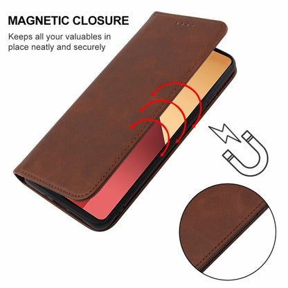 For Xiaomi Redmi Note 13 Pro 4G Magnetic Closure Leather Phone Case(Brown) - Note 13 Pro Cases by buy2fix | Online Shopping UK | buy2fix