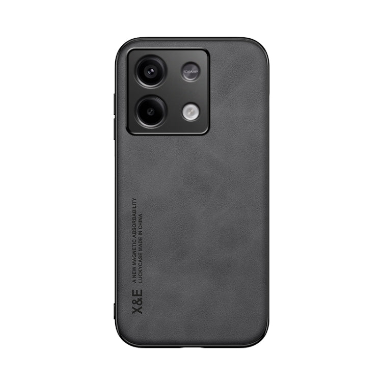 For Xiaomi Redmi Note 13 5G Skin Feel Magnetic Leather Back Phone Case(Dark Grey) - Note 13 Cases by buy2fix | Online Shopping UK | buy2fix