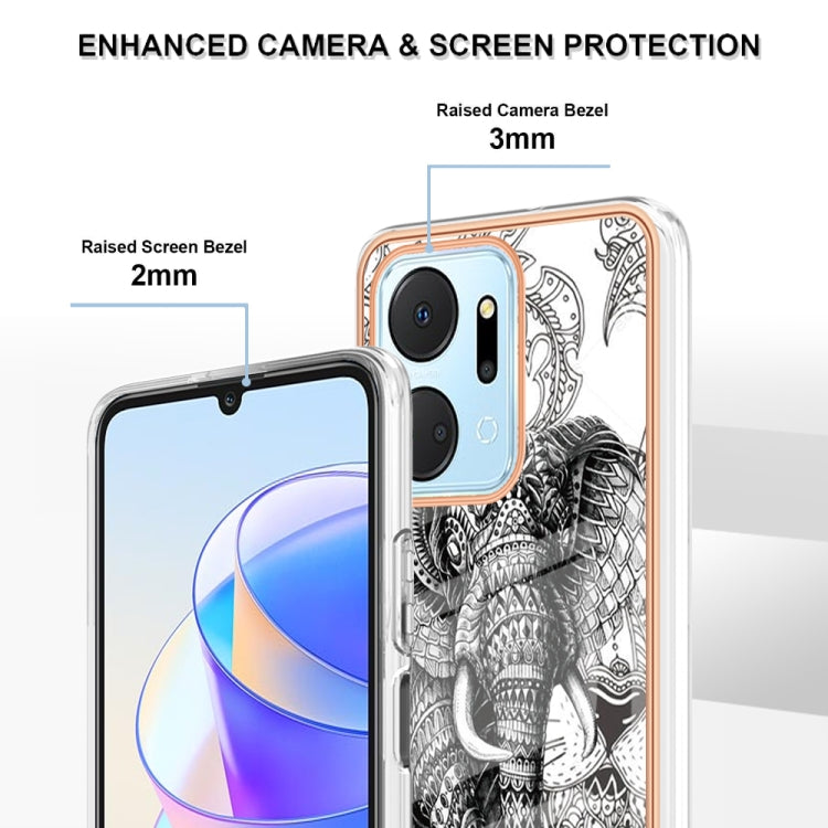 For Honor X7a Electroplating Marble Dual-side IMD Phone Case(Totem Elephant) - Honor Cases by buy2fix | Online Shopping UK | buy2fix