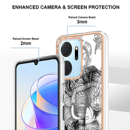 For Honor X7a Electroplating Marble Dual-side IMD Phone Case(Totem Elephant) - Honor Cases by buy2fix | Online Shopping UK | buy2fix