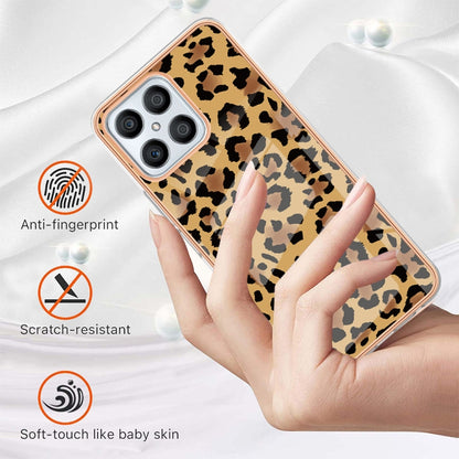 For Honor X8 4G Electroplating Marble Dual-side IMD Phone Case(Leopard Print) - Honor Cases by buy2fix | Online Shopping UK | buy2fix